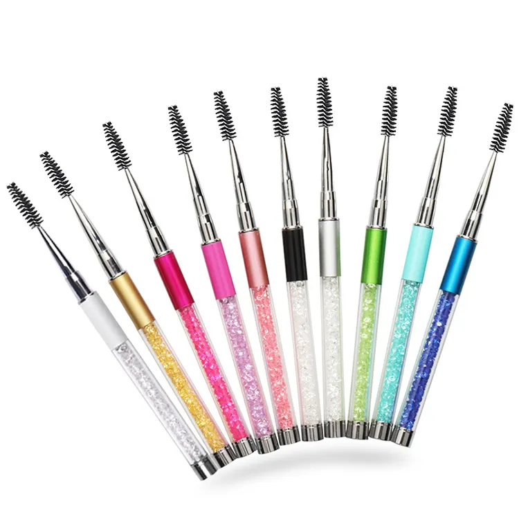 Wholesale Diamond Handle Reusable Eyelash Mascara Brush Adjustable Brush Head Eyelash Wash Brush With Cap