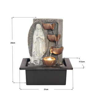 <span class=keywords><strong>Fontaine</strong></span> d'eau de table intérieure en résine avec statue de la Vierge <span class=keywords><strong>Marie</strong></span> et cascade, éclairée par LED, pour décoration religieuse de la maison - Product Image 5