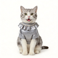 Pull de luxe en chinchilla à découpe cœur, col à volants, perles, pour animaux de compagnie, vêtements mignons, petites et moyennes tailles, en coton, hiver, Halloween, printemps