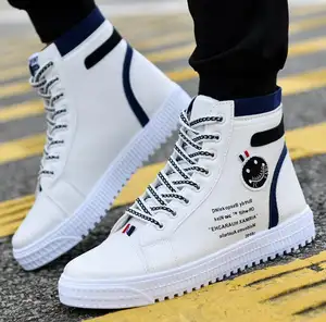 New white high-vínculo das sapatilhas dos homens sapatos da moda sapatos preguiçosos dos homens Britânico tendência calçados esportivos dos homens
