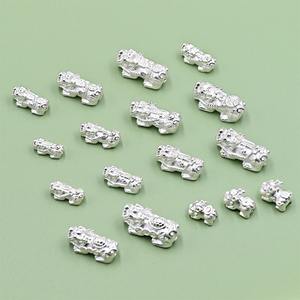 S999แท้สีเงินแท้ทำมือจี้สร้อยคอลูกปัดแบบมีที่กั้นระยะพิกเซียะ3D นำโชคทำด้วยตัวเอง - Product Image 3