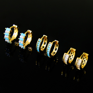 Pendientes de Aro de Lujo con Perlas y Circonitas Azules, Bañados en Oro de 21k, Estilo Dubái, para Mujer, Ideales para Eventos y Fiestas - Product Image 5