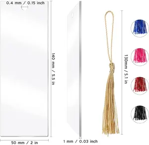 DIY Blank Acrylic Bookmark Set Craft Clear Acrylic Blank Bookmark With Tassel