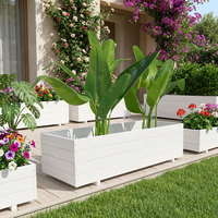 Jardinière en bois élégante et classique pour l'extérieur, avec trou de drainage, revêtement imperméable, base robuste, utilisation au sol pour les plantes