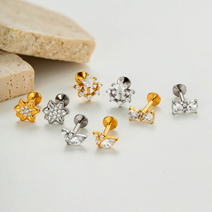 Maina Listo para Enviar Lotes de Pendientes Labret de Titanio F136 con Zirconia, Rosca Interna, para Cartílago y <span class=keywords><strong>Labio</strong></span>, Joyería al por Mayor - Product Image 4
