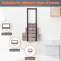 Porte-serviettes en fer pour salle de bain/salon, organisateur mural pour serviettes de toilette, de main ou de bain, couleur noire