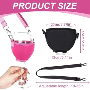 Portavasos de Neopreno Ajustable con Cordón, Funda Protectora Portátil para Copas de Vino Tinto, Accesorios para Bar, Fiestas, Playa - Product Image 4