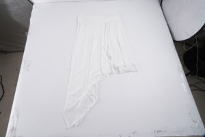 Falda Midi Blanca con Volantes Asimétricos y Lazos, Estilo Europeo Americano, Moda Minimalista, Vacaciones, Elegante, Transparente - Product Image 6