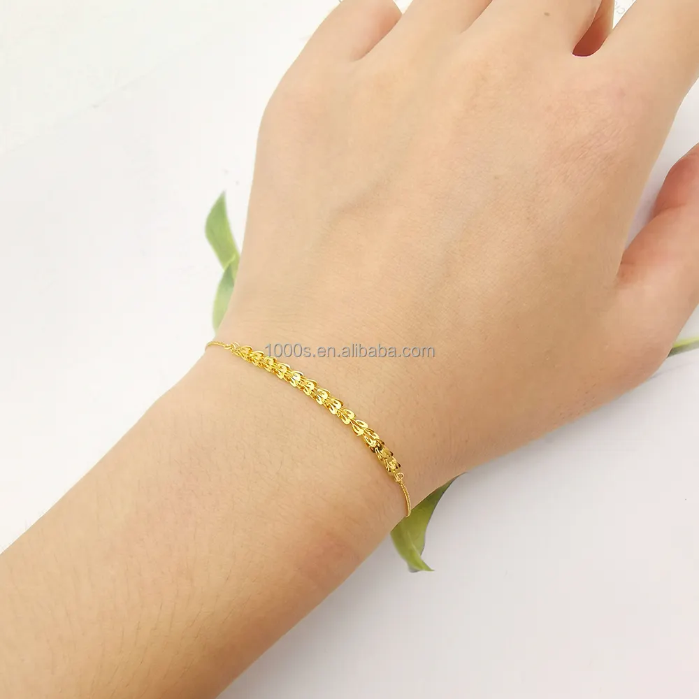 Thời Trang Phụ Nữ Đẹp Au750 18K Bất Rắn Vàng Đính Cườm Bangle Vòng Đeo Tay Trang Sức 18K Vàng Vòng Đeo Tay