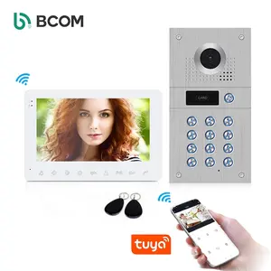 Bcomtech interfone digital, uso em casa botão de toque 4 filair vídeo intercomunicador 7 polegadas campainha visível intercomunicador com cartão rfid