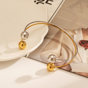 Stainless <b>Steel</b> <b>Ball</b> Ring Vacuum Plated 18k Gold Colorfast For Women - Product Image 2