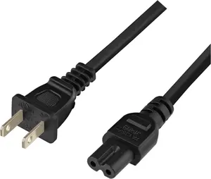 8FT/2.5Meter Nema 1-15P To IEC320 C7 Power Cord IEC C7 To Nema 1-15P Power Cable SJTW 18AWG 2C USA 2-Prong Male To IEC C7 Cord