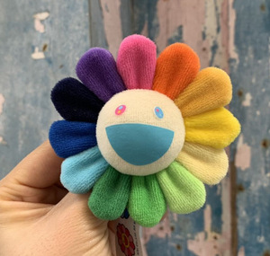 Nouveau porte-clés en peluche <span class=keywords><strong>fleur</strong></span> <span class=keywords><strong>Takashi</strong></span> Murakami, mignon porte-clés Murakami, mini porte-clés en peluche coloré Smily Sunflower - Product Image 3