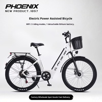 Vélo électrique à batterie au lithium, cadre en acier, moteur sans balais 250W 36V, freins à disque, suspension intégrale, vélo électrique pour adultes