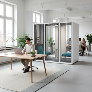 Cabine individuelle en aluminium à réduction de bruit, design moderne, modulaire, pour réunions de bureau, bureau à domicile, salon, appartements, bâtiments - Product Image 3