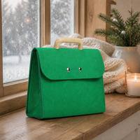Sac fourre-tout en feutre recyclé écologique rouge avec poignée en bois, personnalisable avec logo, vente en gros, directement de l'usine, pour cadeaux et rangement