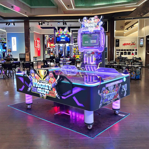 Table de hockey sur air métallique d'intérieur 4 joueurs, <span class=keywords><strong>à</strong></span> monnayeur, jeux multi-pucks pour enfants et adultes, interface en anglais, pour parcs d'attractions - Product Image 3