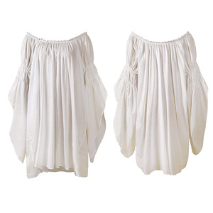 Blusa de gasa con hombros descubiertos para mujer, top elástico asimétrico, disfraz de Halloween, ropa para fiesta de cosplay - Product Image 5