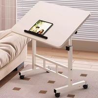 Bureau d'appoint pliable en bois avec plateau réglable et roulettes - Table d'écriture et d'ordinateur pour chambre et dortoir