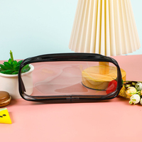 Étui à crayons à fermeture éclair en plastique Transparent pour enfants maquillage clair sac à stylo cosmétique fournitures scolaires