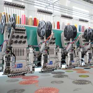 Mesin Bordir Kecepatan Tinggi 9 Warna 24/28 Kepala dengan Perangkat Payet Model Baru 1500 RPM Desain Meja Kaca - Product Image 3