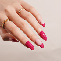 Autocollants semi-durcis en gel UV rouge 2D pour ongles, style français estival japonais, lot de 20 bandes adhésives complètes en vrai vernis gel