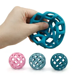 New Style Custom ized Baby Silikon Beißring Spiel Baby Zahnen Bunte flexible Baby Beißring Ball