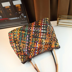 Sac Ando en cuir de vache véritable, sac fourre-tout pour femme, sac à bandoulière coloré en patchwork tissé - Product Image 4