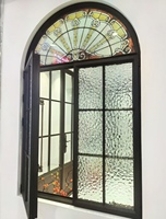 Ventana de Rejilla de Acero Arqueada de Repuesto, Estilo Francés Horizontal, Moderna, Delgada, Insonorizada, con Aislamiento Térmico, Personalizada