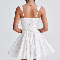 Robe Courte Évasée Vintage Blanche Florale Personnalisable Style Corset Coquette pour Femme – Idéale Été