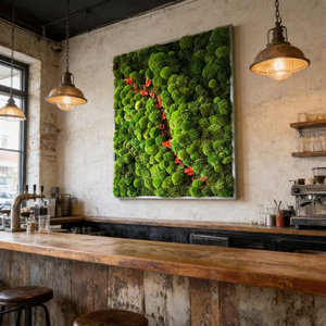 Art mural en mousse préservée sur mesure, fait main, naturel, encadré dans un cadre en bois, écologique, durable, pour la décoration de la maison, du bureau ou de l'hôtel - Product Image 2