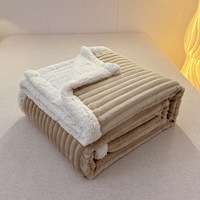 Couverture en polaire sherpa à rayures, douce et hypoallergénique, en fausse fourrure de lapin, anti-boulochage, teinture réactive, logo personnalisé, commande en gros