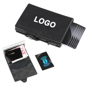 Xdh193 Customized Logo <b>Leather</b> Credit Rfid Wallet Pop up Business Id Aluminum Name Card <b>Binder</b> Holder - Product Image 1