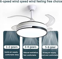 Ventilador de Techo LED de 42 Pulgadas con Lámpara, Control Remoto, 6 Velocidades, Motor de Cobre, Ventilador de Techo Moderno para Dormitorio