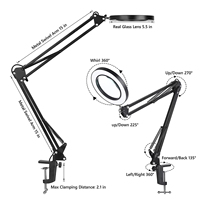 Lampe de table LED à bras articulé et col de cygne, à intensité variable, avec loupe intégrée, pour lecture, esthétique et manucure