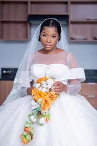 Mumuleo Robe de mariée princesse grande taille Robe de mariée simple à paillettes en cristal - Product Image 3