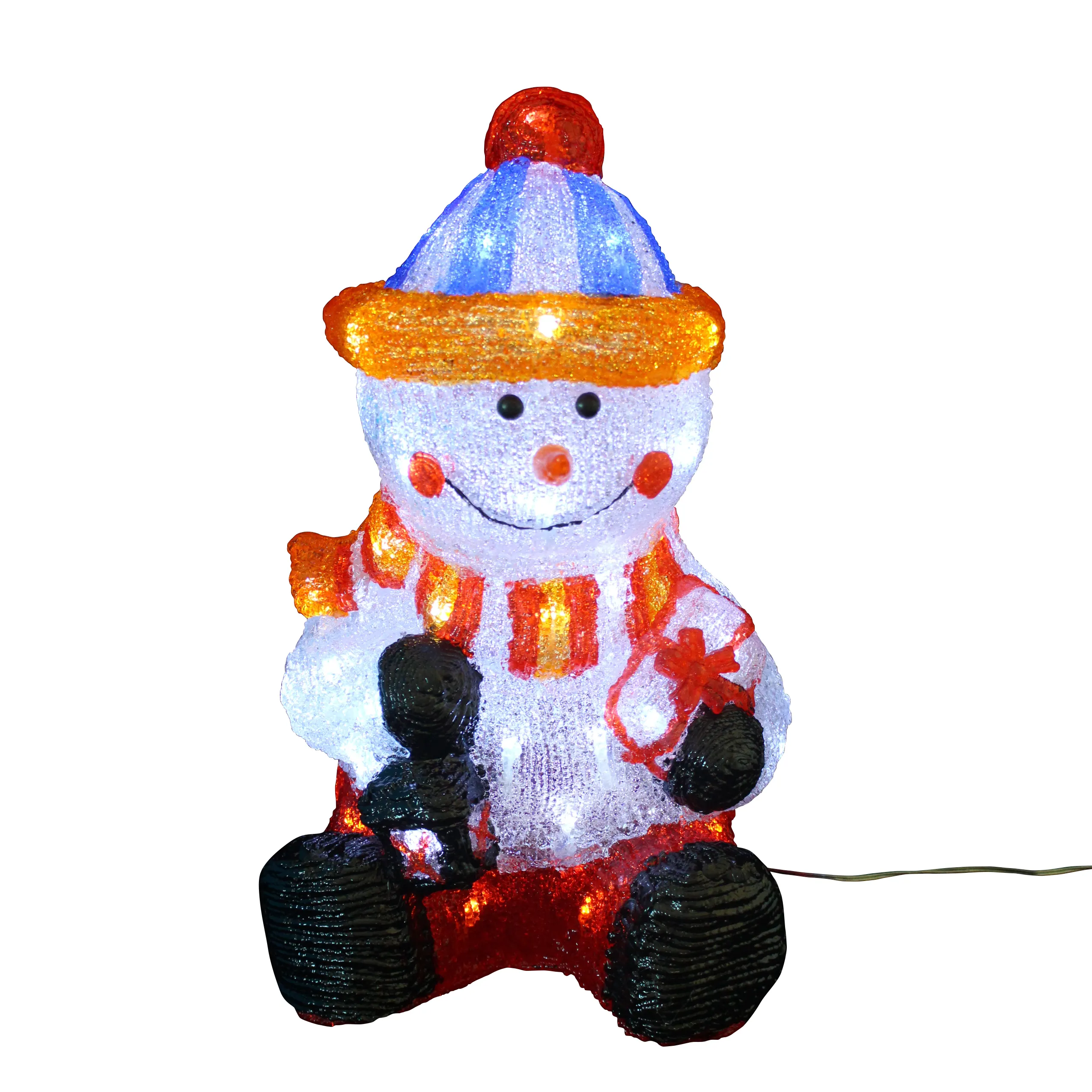 Luz acrílica decorativa para sala de estar, 41cm, boneco de neve, led 3d, para jardim e áreas externas, ip44, 56l