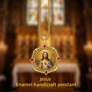 Colgante de Jesús <span class=keywords><strong>en</strong></span> Latón Chapado <span class=keywords><strong>en</strong></span> Oro de 18K, Pintado a Mano con Esmalte, Regalo Religioso para Bautizo y <span class=keywords><strong>Primera</strong></span> Comunión, Venta al Por Mayor - Product Image 1