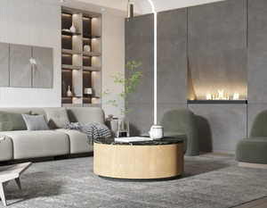 Caleb Table basse à tambour en bois massif Silhouette cylindrique audacieuse Charme contemporain pour meubles de salon Apporte de la chaleur Espace - Product Image 4