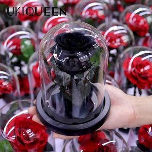 Fleur noire enchantée longue durée cadeau parfait <span class=keywords><strong>la</strong></span> <span class=keywords><strong>belle</strong></span> <span class=keywords><strong>et</strong></span> <span class=keywords><strong>la</strong></span> bête pour toujours conservée Rose éternelle dans un dôme en verre - Product Image 1