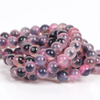 Perles rondes en pierre d'agate naturelle violette de 8mm, 45 pièces, perles rondes en vrac pour la fabrication de bijoux, bracelets, accessoires de collier