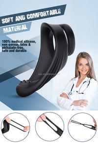 Sacknove Mannelijke Lul <span class=keywords><strong>Penis</strong></span> Seksspeeltjes Siliconen Rubber Herbruikbaar Orgasme G Punt Zwart Dual Cock Ringen Voor Koppels Mannen Homo - Product Image 4