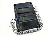 Mini portefeuille long à chaîne en cuir de vachette premium, logo personnalisé en relief, portefeuille compact à chaîne, portefeuille vintage bicolore