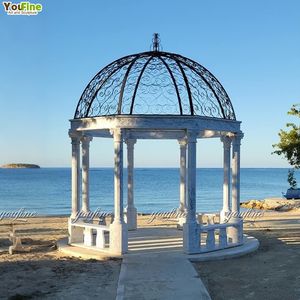Patio Villa Paisajismo Proyecto Piedra Cúpula Superior Mármol Blanco Gazebo - Product Image 5