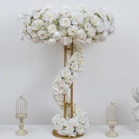 Support à fleurs de mariage en métal doré 120 cm |   Structure en fer à double niveau pour centre de table de fête |   Décoration d'événements festifs