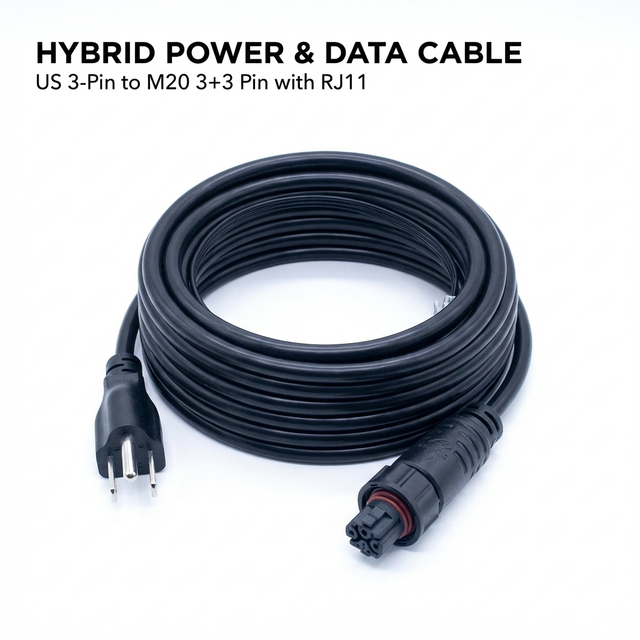 M20 M19 240V US 3 Pin 3+3 Pin RJ11 Dimmer Lead LED Grow Light Power Supply Cable Assembly Waterproof Outdoor Hybrid Signal Wire
