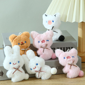 Dessin animé peluche grinçant <span class=keywords><strong>Panda</strong></span> broche mignon bricolage vêtements accessoires léger porte-clés sac pendentif avec cochon et lapin - Product Image 1