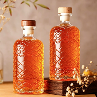 Nouvelle Arrivée Bouteille en Verre Transparente de 500 ml de Forme Irrégulière pour Whisky, Brandy, Gin et Vodka Haut de Gamme – Bouteille Vide pour Spiritueux et Liqueurs