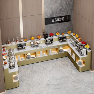 L-Shaped LED Modern Marble Buffet Station Eco-Friendly Durable Commercial Food Service Counter for Restaurants &amp; <strong>Cafeterias</strong> - Product Image 3