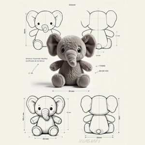 Peluche personnalisée avec logo BSCI CE, jouet en peluche pour anniversaire, fabriqué en caoutchouc, plastique et silicone avec rembourrage en PP - Product Image 2